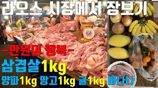 라오스 비엔티안 새벽시장 만원으로 뭘 살수 있을까? 새벽을 여는 사람들 ! "딸랏쿠아딘시장"