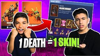 1 Death = 1 Skin! Fortnite Challenge With 10 Year Old Brother! (Intense)