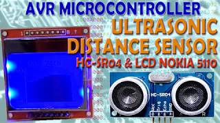 AVR Microcontroller. Ultrasonic distance sensor. HC-SR04 on LCD NOKIA 5110