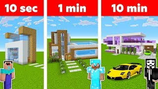 Minecraft MODERN HOUSE in 10 MIN, 1 MIN, 10 SECONDS CHALLENGE in Minecraft