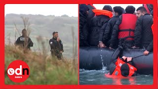Police Watch as Migrants STRUGGLE to Reach UK Shores