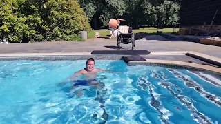 Paraplegic pool transfers and swimming