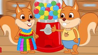 Famille d'Écureuil - Machine à Gommes et Robe Arc-en-ciel Dessin Animé 2020 en Français