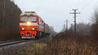 О.п. 626 км (Полонка), ТЭП70-0254 с поездом Псков – Дно