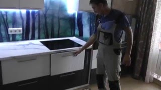 Как установить кухонный фартук, устанавливаю кухню.