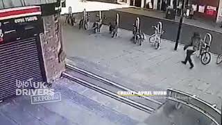 UK CCTV footage shows woman  hit by bus in Romford after she steps out into the road without looking