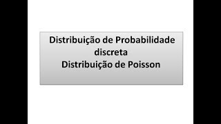Distribuição de Probabilidade de Poisson