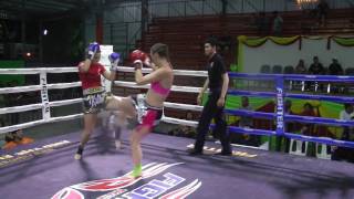 Justine (blue corner- Sinbi Muay Thai) fight at Rawai Boxing Stadium- 20.8.2016
