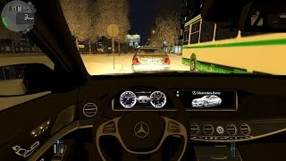 City Car Driving - Mercedes-Benz S63 | Snowy Night Drive