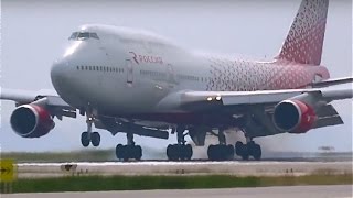 Rossiya Boeing 747-400 2nd visit in Nice with waving pilot !