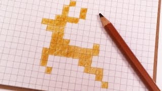 МОИ РИСУНКИ ПО КЛЕТОЧКАМ - ОЛЕНЬ | Pixel Art - Простые рисунки