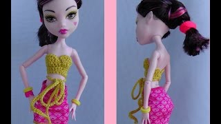 Как вязать ТОПИК для куклы Монстр Хай. Knitted blouse crochet doll Monster High