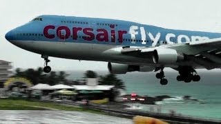 Corsairfly / Boeing 747 Landing during Heavy Rain at St Maarten, Princess Juliana Int'l Airport