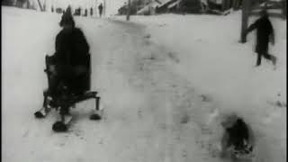 Испытания самодельного снегохода. Новосибирск, 1929
