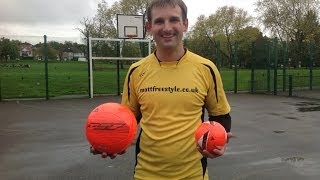 Freestyle soccer skills with a mini football