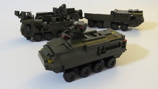 Lego Custom Sluban MOC Stryker Armored Vehicle APC and Howitzer Working Suspension Armored Truck