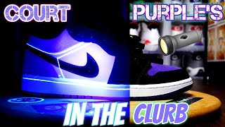 Air Jordan 1 Court Purple In The Clurb In 4k Ultra HD UV Blacklight Flashlight Review