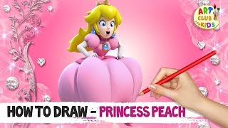 How to draw Princess Peach | Mario | Video Game | Art Club for Kids