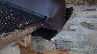 Примыкание кровли к бревенчатому срубу.  Вариант 1