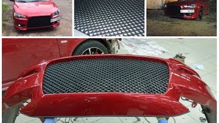 Установка сетки  в передний бампер MITSUBISHI LANCER X