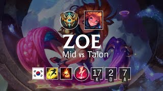 Zoe Mid vs Talon - KR Challenger Patch 8.13