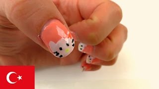 Hello Kitty Oje Deseni Kolay ve Basit - Oje Nasıl Sürülür? - DIY Türkçe