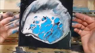 Gama de Azules en Abstracto Acrilico Tecnica plouring o Fluido