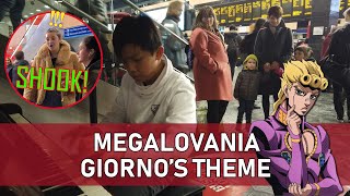 Giorno Double Shook by Giorno's Theme & Megalovania in London Train Station Cole Lam 12 Years Old