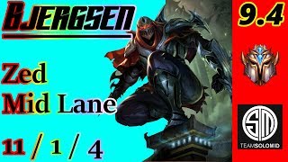 Bjergsen as Zed Mid Lane | S9 Patch 9.4 | NA Challenger | Full Gameplay