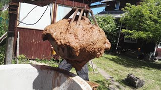 Чистка колодца, заилило три кольца глины. д.Пальчино