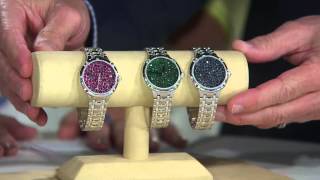 Ecclissi Facets Pave' Sapphire Stainless Steel Watch 6.50 cttw with Jane Treacy