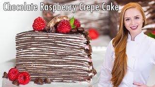 Chocolate Raspberry Crepe Cake