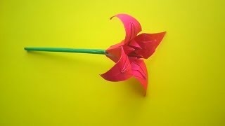 ОРИГАМИ ЦВЕТОК ЛИЛИЯ ИЗ БУМАГИ // ORIGAMI PAPER FLOWER CRAFTS LILY