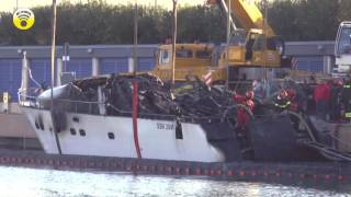 Pesante il bilancio dell'incendio alla Marina di Loano. Recupero dello yacht