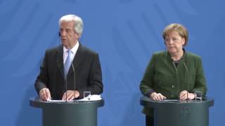 Conferencia de prensa de Tabaré Vázquez y Angela Merkel