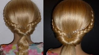 Быстрая причёска самой себе с плетением косичек на средние/длинные волосы.Причёски в школу