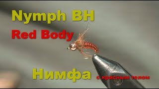 Nymph BH red body flytying - вязание нахлыстовой мушки с винил риба