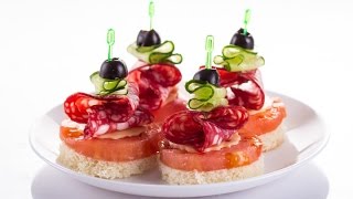 Канапе с ветчиной на шпажках