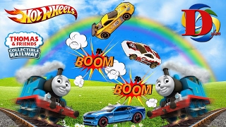 Томас и Его Друзья 2 Паровозика СБИВАЮТ машинки ХОТВИЛС Trains Toys Thomas and Friends HOT WHEELS