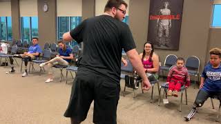 Nathan Wolford, a double above the knee amputee practices running