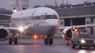 Thai Crown Prince HS-HRH Boeing 737-448 landing in Berne!