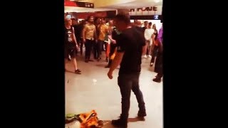 Массовая Драка в Аэропорту Кавказцы против Ирландцев. Жесть . Нокаут.