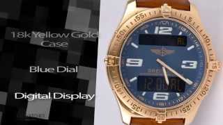 Men's Breitling Watch K75362 Aerospace Multifunction 18k Yellow Gold Digital Analog Watch