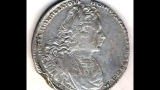 Монета, Петр II, 1 рубль 1727 года, Coin, Peter II of, 1 ruble