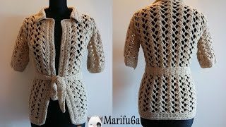 How to crochet beige jacket free tutorial pattern by marifu6a