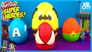 Batman Toys Play-Doh Surprise Eggs with Spiderman Captain America & Justice League | KIDCITY