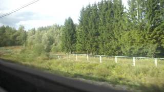 перегон Боровенка - Торбино из окна поезда/120 км/ч (RZD)