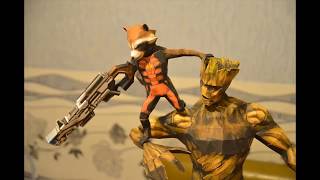 Стражи Галактики: Грут и Ракета из бумаги Groot And Rocket Papercraft How Made