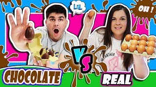 Chocolate vs real !! Chocolate vs realidad challenge !! LOL Retos Divertidos