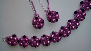 Комплект украшений из бисера, бусин и биконусов. МК. DIY. Tutorial: beaded bracelet and earrings